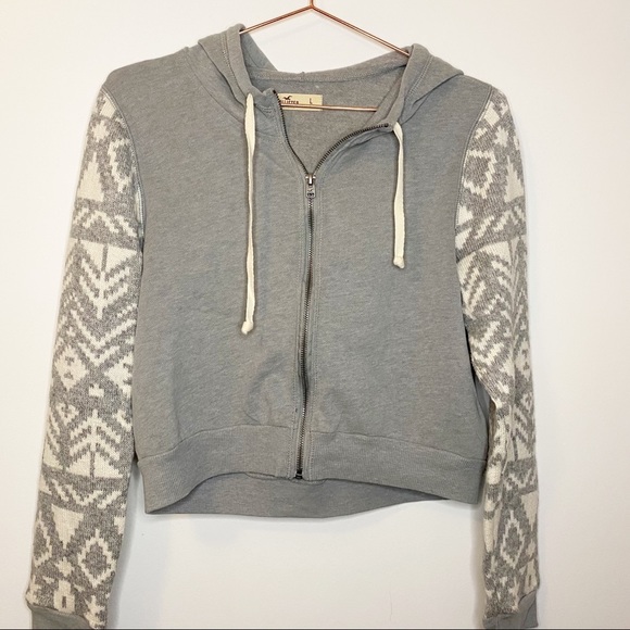 Hollister Jackets & Blazers - Hollister Cropped Jacket with Sweater Sleeve Detail size L